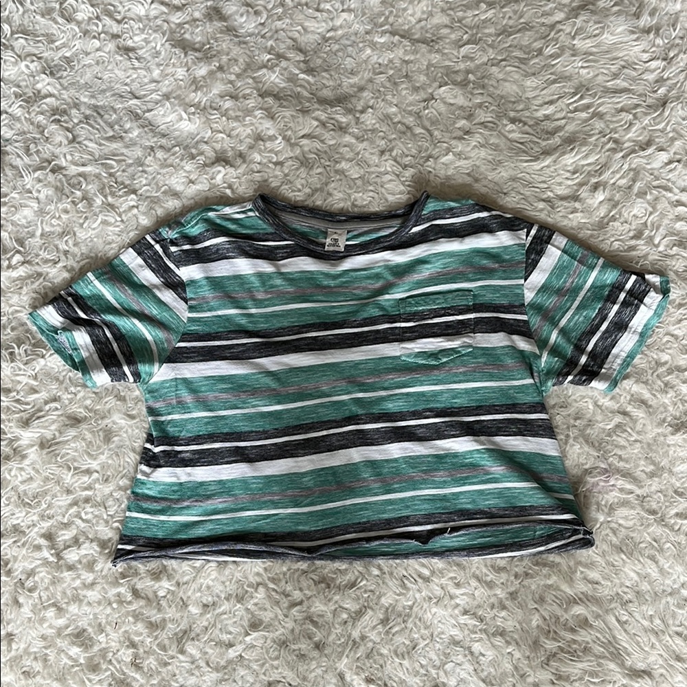 Striped Green and green cropped quiet storm t-shirt